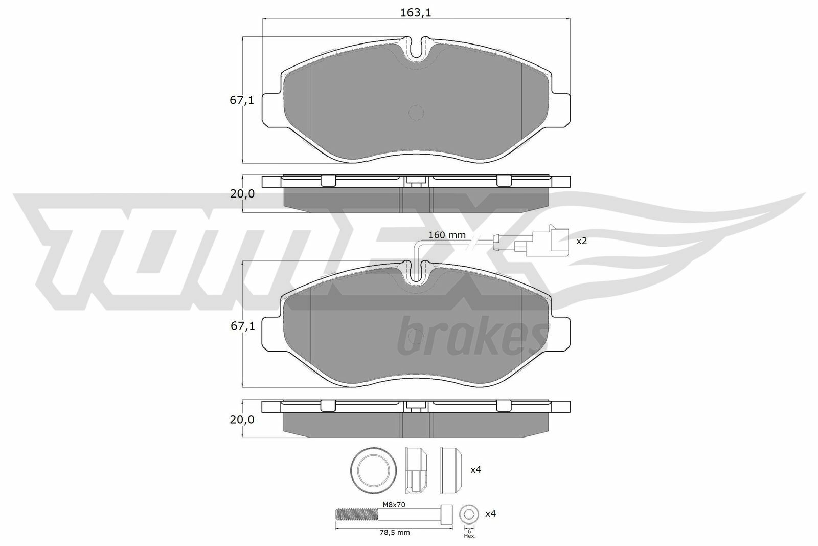 Sada brzdových platničiek kotúčovej brzdy TOMEX Brakes